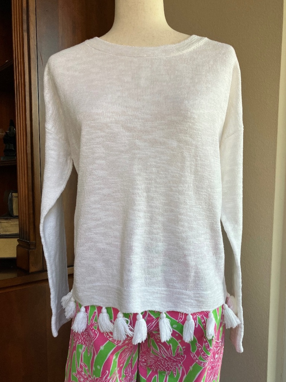 Lilly Pulitzer White Cotton Sweater Size XL